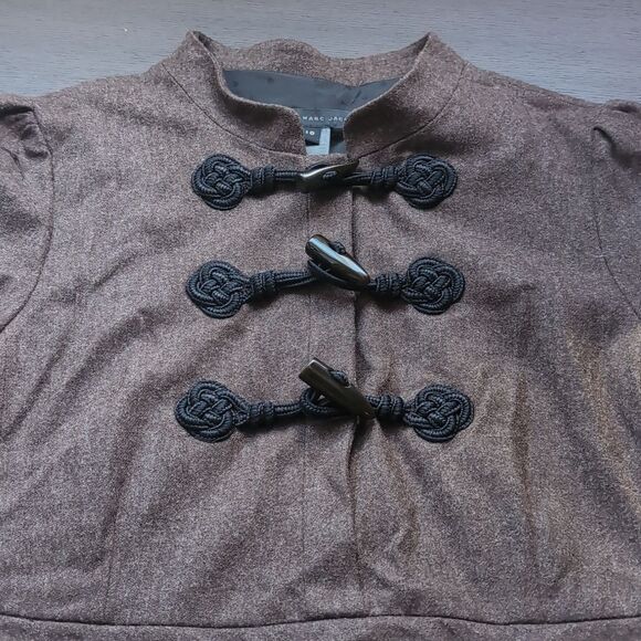 Marc Jacobs Brown Wool A Line Dress with Black Accents Pockets  L - Picture 6 of 13
